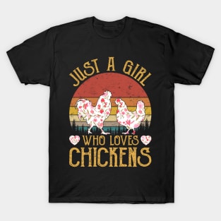 Just A Girl Who Loves Chickens Flower T-Shirt